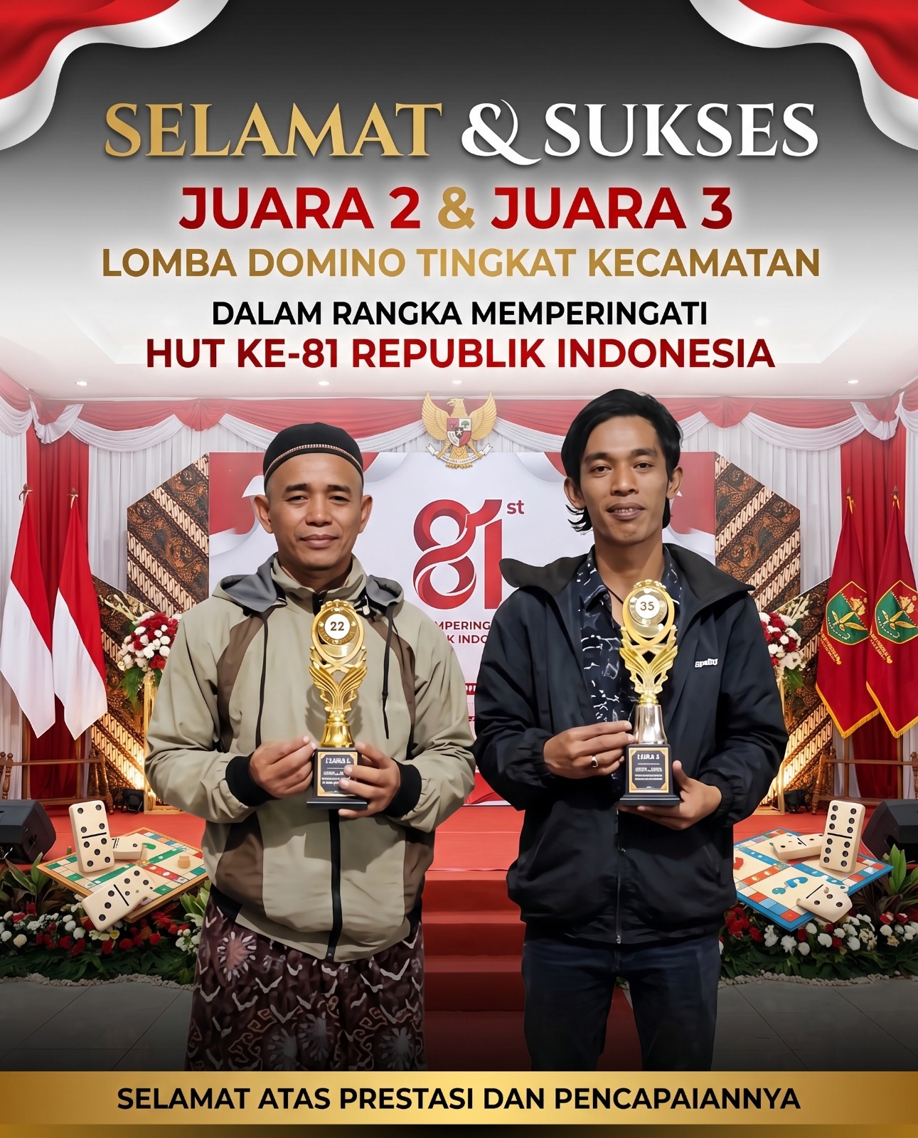 Sengit! Suco Lor Borong Juara Lomba Domino Polsek Maesan